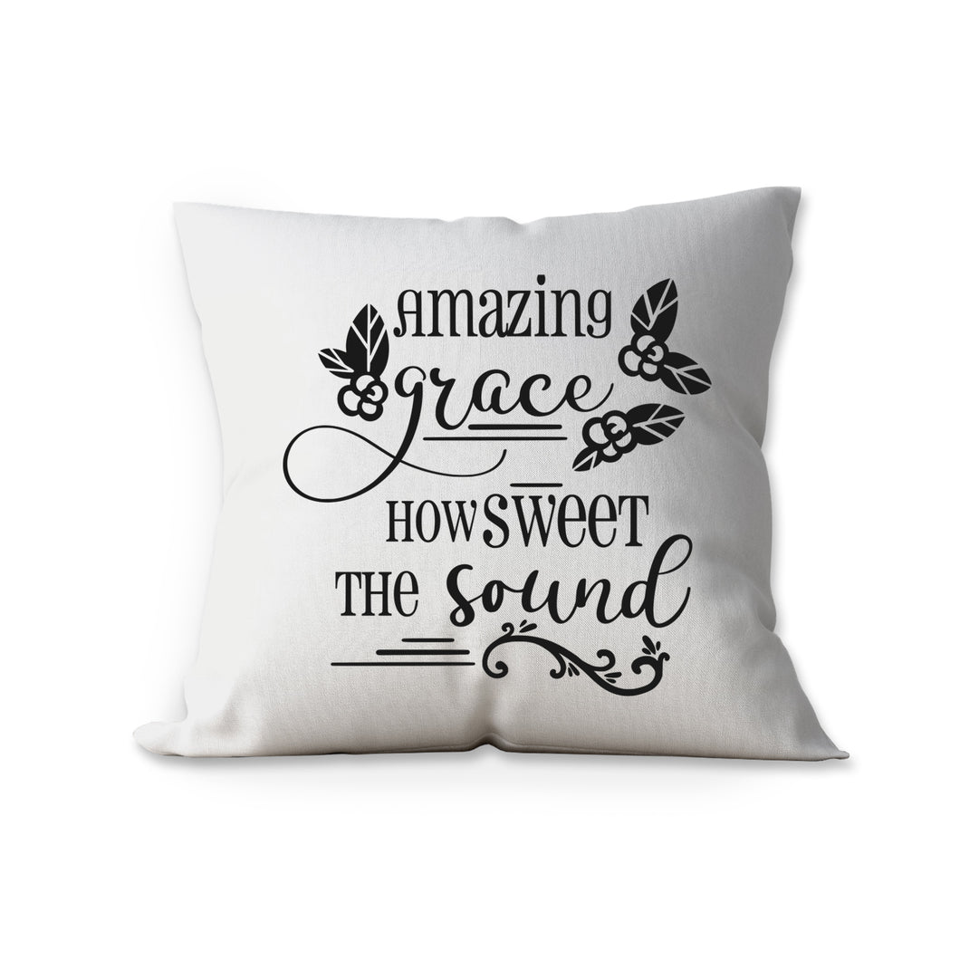 Amazing Grace throw pillow. White color