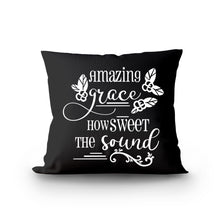 Load image into Gallery viewer, Amazing Grace throw pillow. Black color
