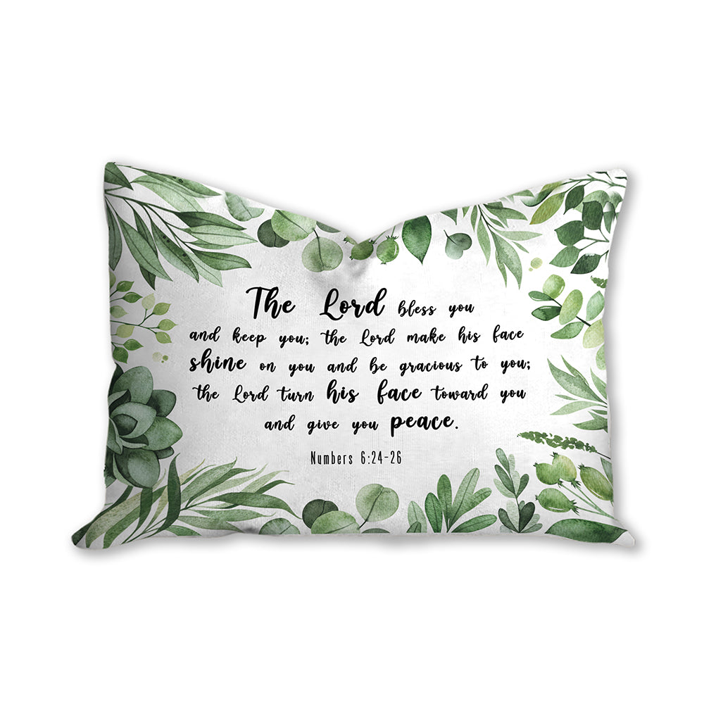 Graceful Greenery Numbers 6:24-26 throw pillow.