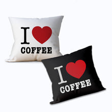 Load image into Gallery viewer, I Heart Coffee Throw Pillow in white
