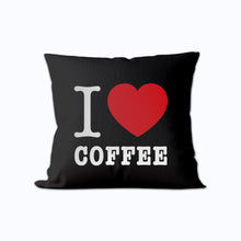 Load image into Gallery viewer, I Heart Coffee Throw Pillow in black
