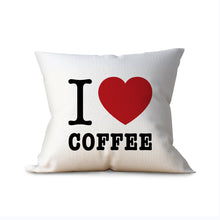 Load image into Gallery viewer, I Heart Coffee Throw Pillow in white
