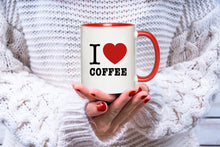 Load image into Gallery viewer, I heart coffee accent mug
