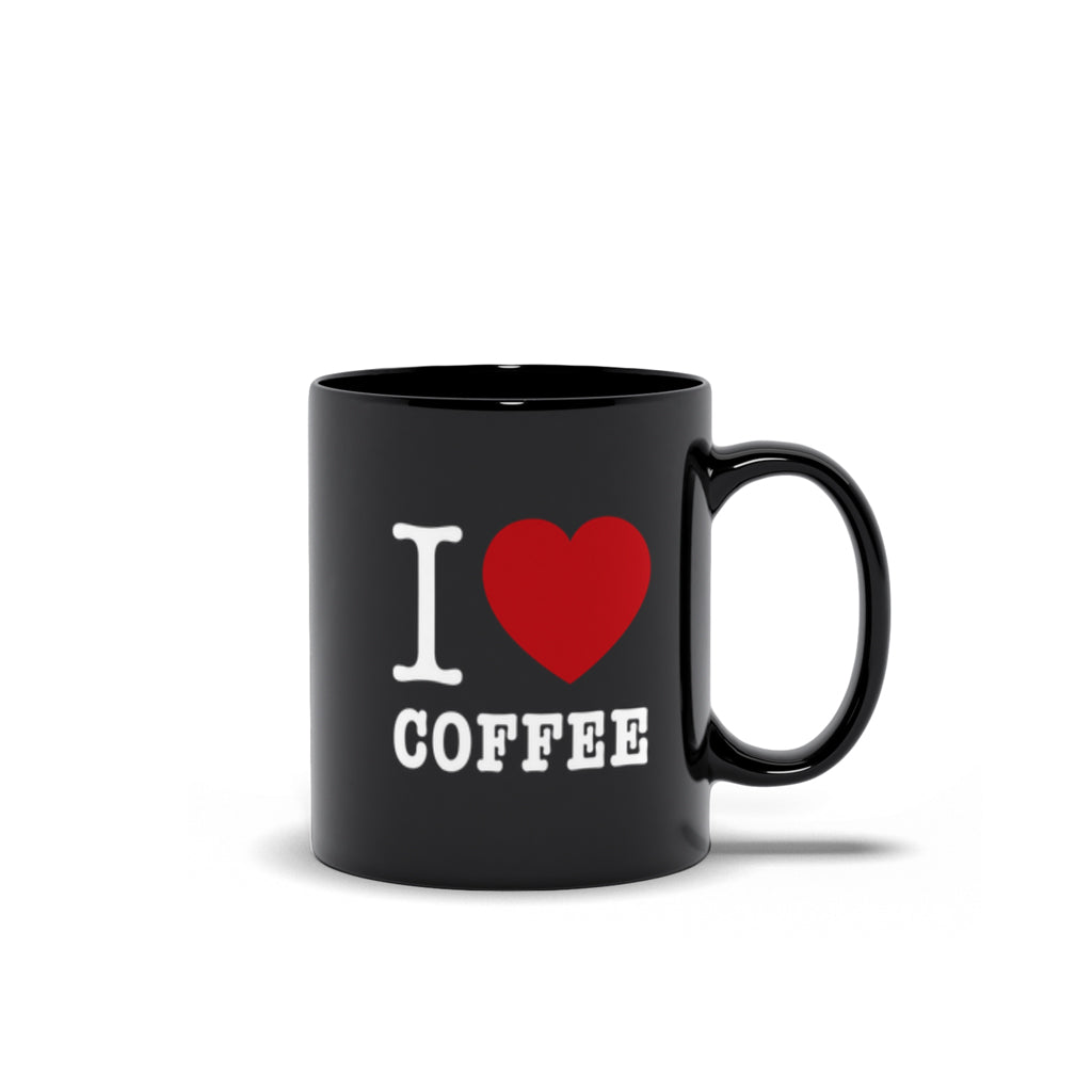 I Heart Coffee Black Mug