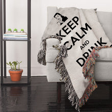 Load image into Gallery viewer, Woven throw blanket, Keep calm and drink coffee
