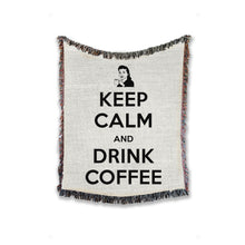 Load image into Gallery viewer, Woven throw blanket, Keep calm and drink coffee
