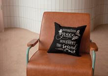 Load image into Gallery viewer, Amazing Grace throw pillow. Black color
