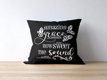 Load image into Gallery viewer, Amazing Grace throw pillow. Black color
