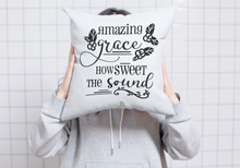 Load image into Gallery viewer, Amazing Grace throw pillow. White color
